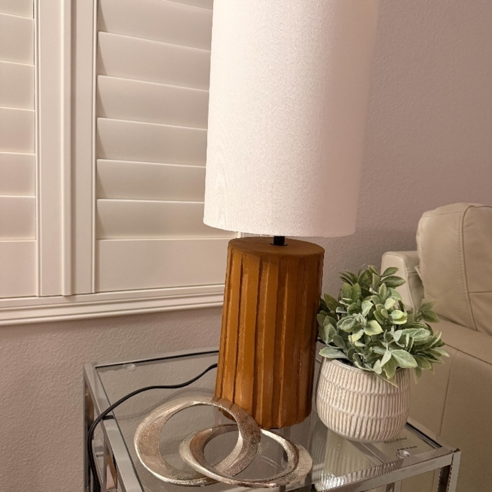 Modern White and Brown Table Lamp - Picture 5 of 7